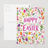 Bunte Aquarell Oster Postkarte mit Frühlingsblumen Briefkaart (Voorkant / Achterkant)