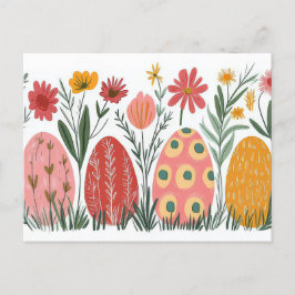Bunte Aquarell Oster Postkarte mit Frühlingsblumen Briefkaart