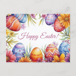Bunte Aquarell Oster Postkarte mit Ostereiern Briefkaart