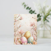 Bunte Aquarell Oster Postkarte mit Ostereiern Briefkaart (Staand voorkant)