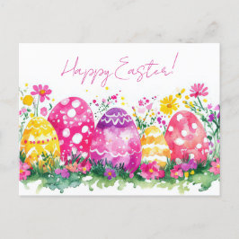 Bunte Aquarell Oster Postkarte mit Ostereiern Briefkaart
