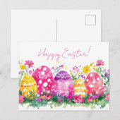 Bunte Aquarell Oster Postkarte mit Ostereiern Briefkaart (Voorkant / Achterkant)