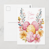 Bunte Aquarell Oster Postkarte mit Ostereiern Briefkaart (Voorkant / Achterkant)