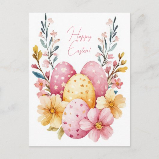 Bunte Aquarell Oster Postkarte mit Ostereiern Briefkaart (Voorkant)