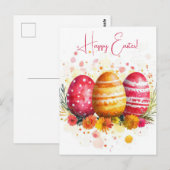 Bunte Aquarell Oster Postkarte mit Ostereiern Briefkaart (Voorkant / Achterkant)