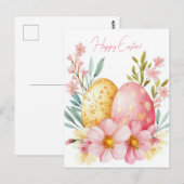 Bunte Aquarell Oster Postkarte mit Ostereiern Briefkaart (Voorkant / Achterkant)