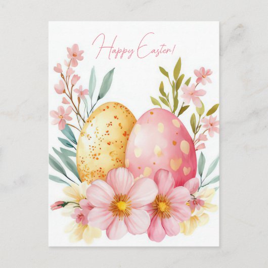 Bunte Aquarell Oster Postkarte mit Ostereiern Briefkaart (Voorkant)