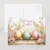 Bunte Aquarell Oster Postkarte mit Ostereiern Briefkaart (Voorkant / Achterkant)
