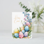 Bunte Aquarell Oster Postkarte mit Ostereiern Briefkaart (Staand voorkant)