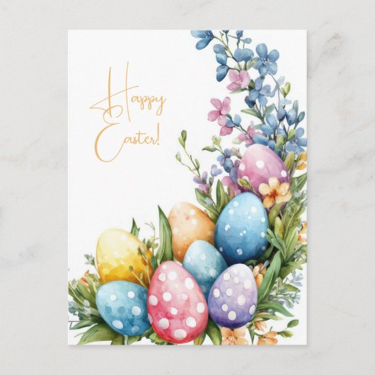 Bunte Aquarell Oster Postkarte mit Ostereiern Briefkaart (Voorkant)