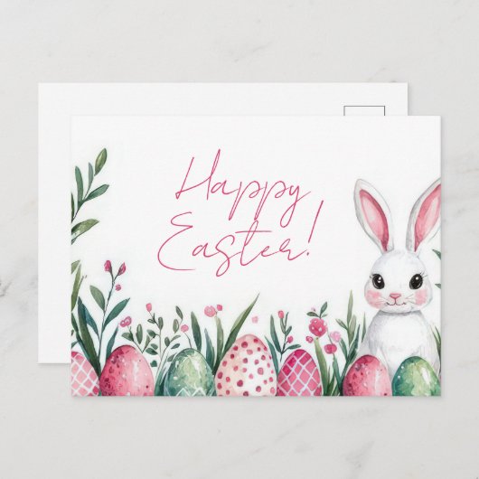 Bunte Aquarell Oster Postkarte mit Ostereiern Briefkaart (Voorkant / Achterkant)