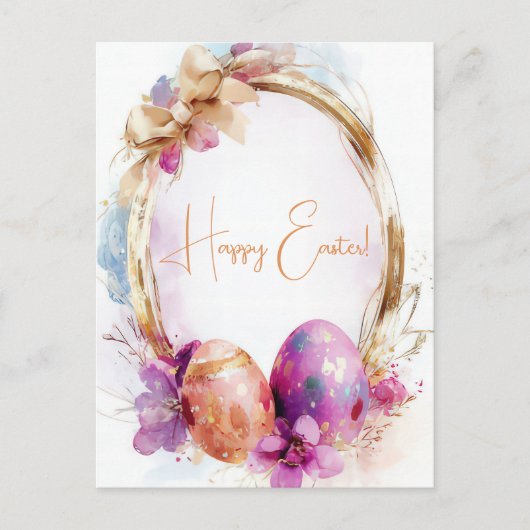 Bunte Aquarell Oster Postkarte mit Ostereiern Briefkaart (Voorkant)