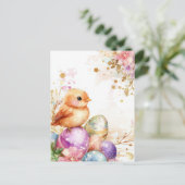 Bunte Aquarell Oster Postkarte mit Ostereiern Briefkaart (Staand voorkant)