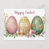Bunte Aquarell Oster Postkarte mit Ostereiern Briefkaart (Voorkant)