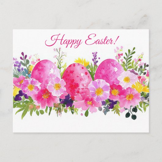 Bunte Aquarell Oster Postkarte mit Ostereiern Briefkaart (Voorkant)