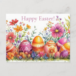 Bunte Aquarell Oster Postkarte mit Ostereiern Briefkaart