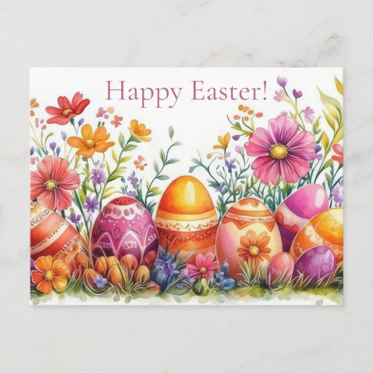 Bunte Aquarell Oster Postkarte mit Ostereiern Briefkaart (Voorkant)
