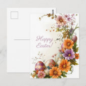 Bunte Aquarell Oster Postkarte mit Ostereiern Briefkaart (Voorkant / Achterkant)