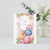 Bunte Aquarell Oster Postkarte mit Ostereiern Briefkaart (Staand voorkant)