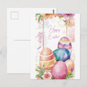 Bunte Aquarell Oster Postkarte mit Ostereiern Briefkaart (Voorkant / Achterkant)