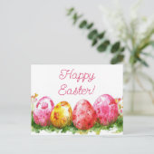 Bunte Aquarell Oster Postkarte mit Ostereiern Briefkaart (Staand voorkant)