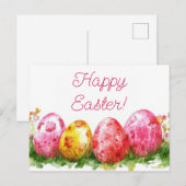 Bunte Aquarell Oster Postkarte mit Ostereiern Briefkaart (Voorkant / Achterkant)