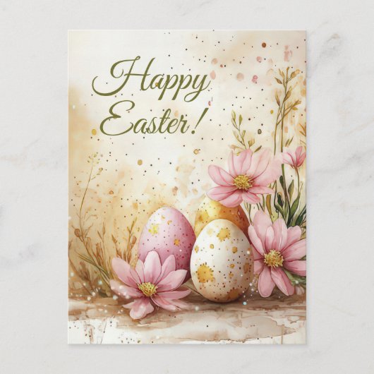 Bunte Aquarell Oster Postkarte mit Ostereiern Briefkaart (Voorkant)