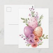 Bunte Aquarell Oster Postkarte mit Ostereiern Briefkaart (Voorkant / Achterkant)
