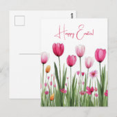 Bunte Aquarell Oster Postkarte mit Tulpen Briefkaart (Voorkant / Achterkant)