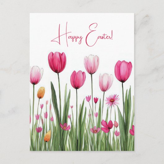 Bunte Aquarell Oster Postkarte mit Tulpen Briefkaart (Voorkant)