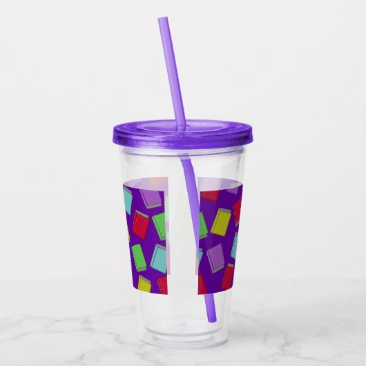 Bunte Bücher mit violettem Hintergrund Acryl Drinkbeker (Links)