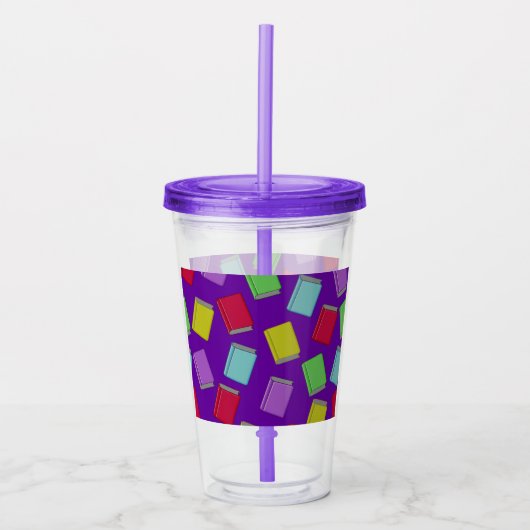 Bunte Bücher mit violettem Hintergrund Acryl Drinkbeker (Voorkant)