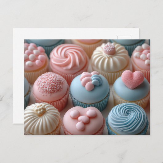 Bunte Cupcakes mit Herzen Valentinstag Briefkaart (Voorkant / Achterkant)