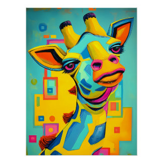 Bunte Fantasie Giraffe - Giraffen Illustration Perfect Poster