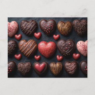 Bunte Herzen aus Schokolade Valentinstag Briefkaart