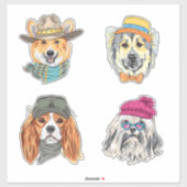 Bunte Hunde Sticker Groß, vielseitig verwendbar (Vel)