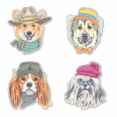 Bunte Hunde Sticker Groß, vielseitig verwendbar (Voorkant)