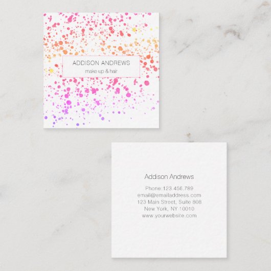 Bunte Kleckse Friseur Makeup Artist Vierkante Visitekaartje (Voorkant / Achterkant)