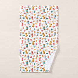 Bunte Knöpfe und Garne- Nähen- Muster Handdoek