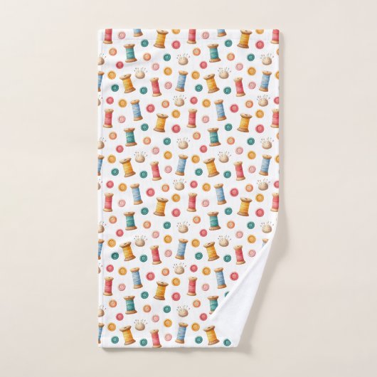 Bunte Knöpfe und Garne- Nähen- Muster Handdoek (Handdoek)