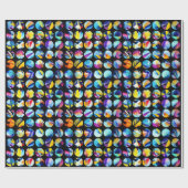 Bunte Kreise auf schwarzem Hintergrund Cadeaupapier (Vlak)