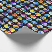 Bunte Kreise auf schwarzem Hintergrund Cadeaupapier (Hoek)