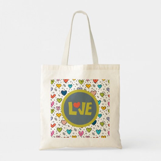 Bunte LOVE-Einkaufstasche mit Herz-Design Tote Bag (Achterkant)