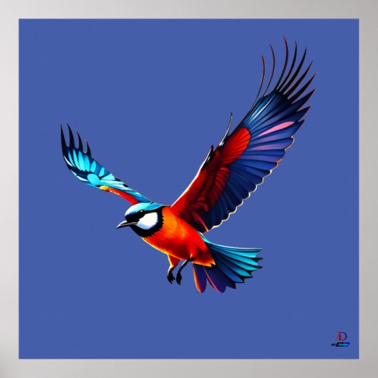 Bunte Möwe im Flug Poster (Voorkant)