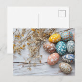 Bunte Ostereier Postkarte mit Frühlingsblumen Briefkaart (Voorkant / Achterkant)