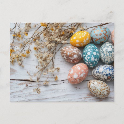 Bunte Ostereier Postkarte mit Frühlingsblumen Briefkaart (Voorkant)