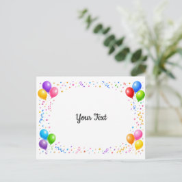 Bunte Party Ballons Konfetti Rahmen Design Briefkaart