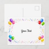 Bunte Party Ballons Konfetti Rahmen Design Briefkaart (Voorkant / Achterkant)