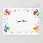 Bunte Party Ballons Konfetti Rahmen Design Briefkaart (Voorkant)