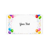 Bunte Party Ballons Konfetti Rahmen Design Etiket (Voorkant)